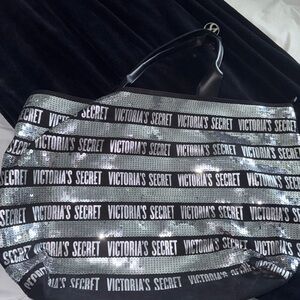 Victoria's Secret Silver and Black Tote Bag